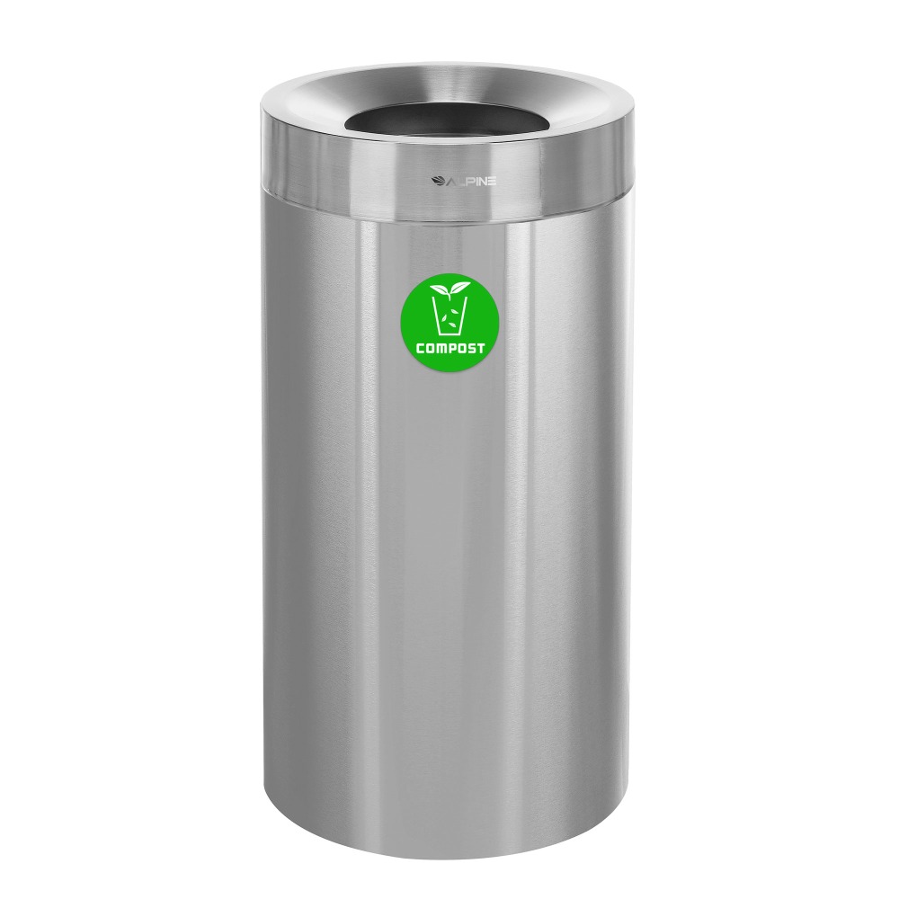 Alpine Industries Stainless Steel Compost Can, 27 Gallons, Silver MPN:ALP475-27-CO