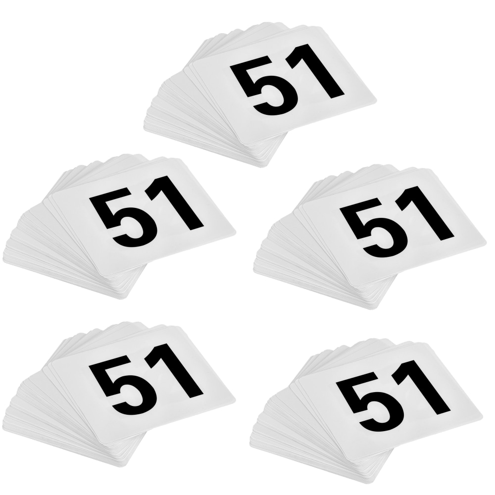 Alpine Double-Sided Table Numbers, 51-100, 3-3/4in x 4in, Black/White, Pack Of 250 Numbers MPN:ALP4933-51-100-5PK