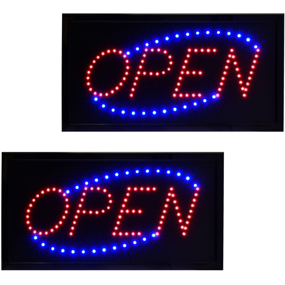 Alpine LED Rectangular Signs, 10in x 19in x 1in, Open, Pack Of 2 Signs MPN:ALP497-03-2PK
