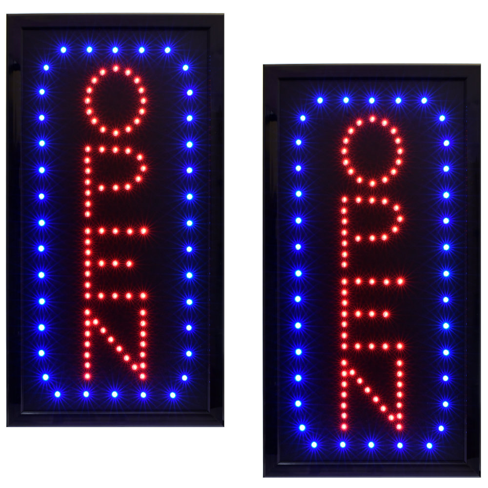 Alpine LED Rectangular Signs, 10in x 19in x 1in, Open, 12W, Pack Of 2 Signs MPN:ALP497-04-2PK