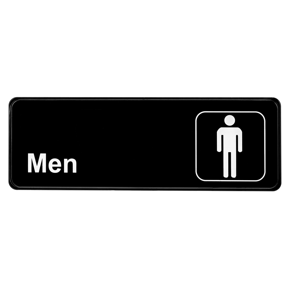 Alpine Mens Restroom Signs, 3in x 9in, Black/White, Pack Of 15 Signs MPN:ALPSGN-10-15PK