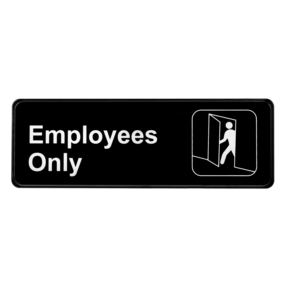 Alpine Employees Only Signs, 3in x 9in, Black/White, Pack Of 15 Signs MPN:ALPSGN-21-15PK