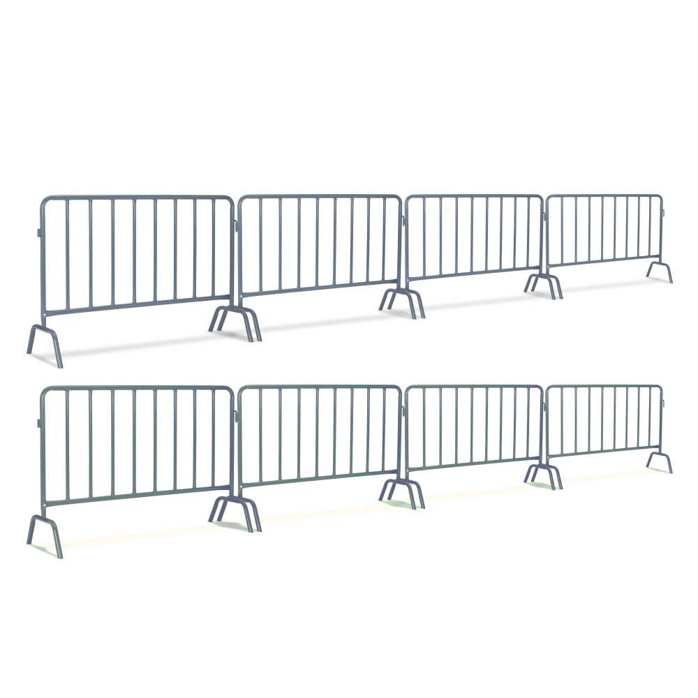 Alpine AdirPro Outdoor Weatherproof Steel Interlocking Barriers With Curved Feet, 40inH x 59inW x 19-1/16inD, Yellow, Set Of 8 Barriers MPN:ADIPR202-01-4-2PK