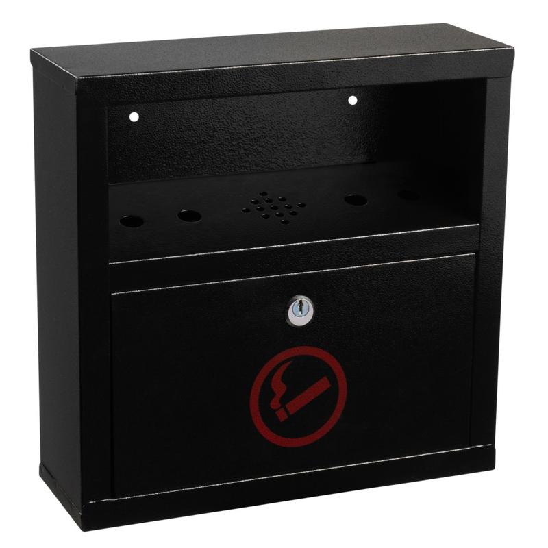 Alpine Quick Clean Rectangular Steel Wall-Mounted Cigarette Disposal Bin, 12-1/4inH x 5-13/16inW x 4-1/4inD, Black MPN:ALP490-02-BLK