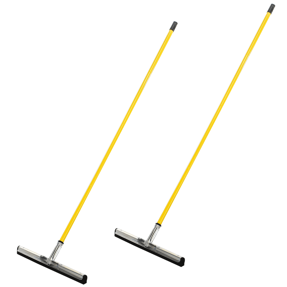 Alpine Dual Moss Heavy-Duty Floor Squeegees, 18in, 50in Handle, Yellow, Pack Of 2 Squeegees MPN:ALP441-18-ST-2PK