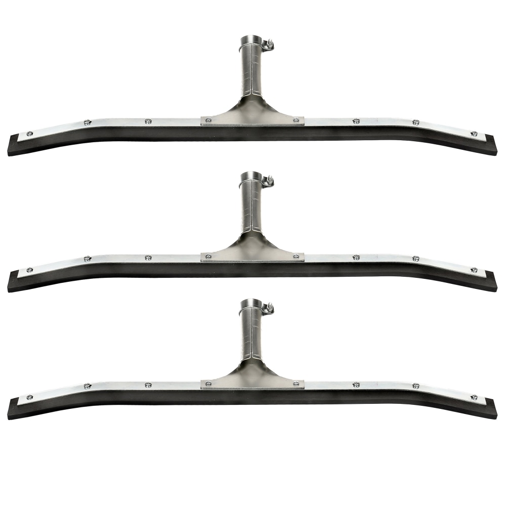 Alpine Industrial-Duty Curved Floor Squeegees, 24inW, Silver/Black, Pack Of 3 Squeegees MPN:ALP443-24-3PK