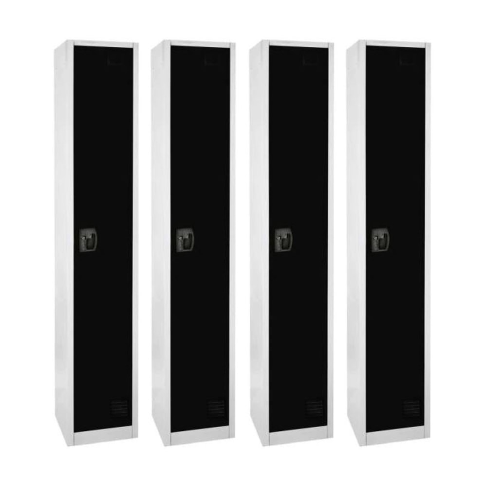 Alpine AdirOffice 1-Tier Steel Lockers, 72inH x 12inW x 12inD, Black, Pack Of 4 Lockers MPN:ADI629-201-BLK-4PK