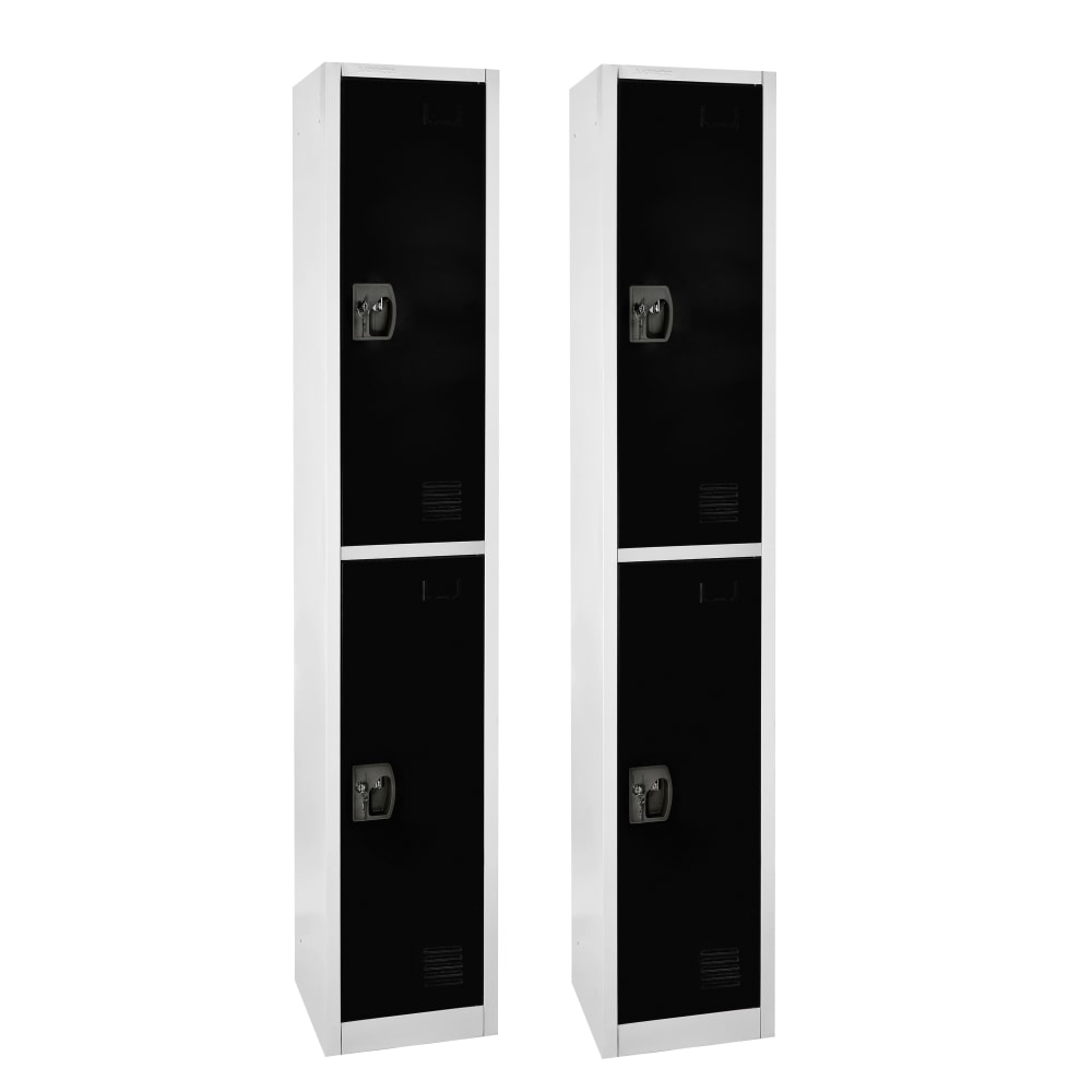 Alpine 2-Tier Steel Lockers, 72inH x 15inW x 15inD, Black, Set Of 2 Lockers MPN:ADI629-202-BLK-2