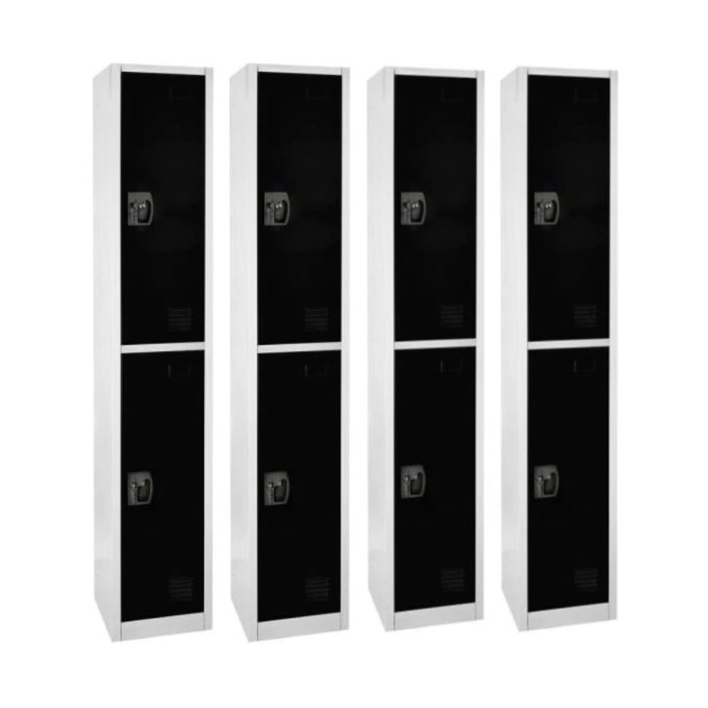 Alpine 2-Tier Steel Lockers, 72inH x 12inW x 12inD, Black, Set Of 4 Lockers MPN:ADI629-202-BLK-4PK