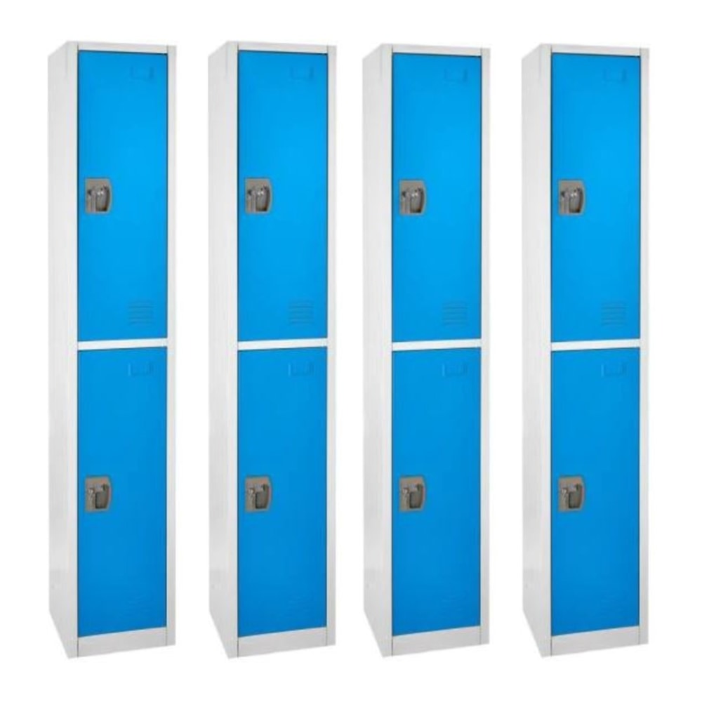 Alpine 2-Tier Steel Lockers, 72inH x 12inW x 12inD, Blue, Set Of 4 Lockers MPN:ADI629-202-BLU-4PK