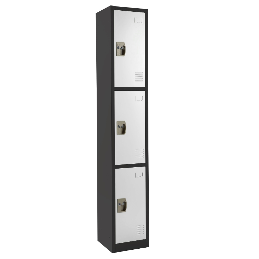 Alpine Large 3-Tier Steel Lockers, 72inH x 12inW x 12inD, Black/White, Pack Of 2 Lockers MPN:ADI629-203-B-W-PKG-2
