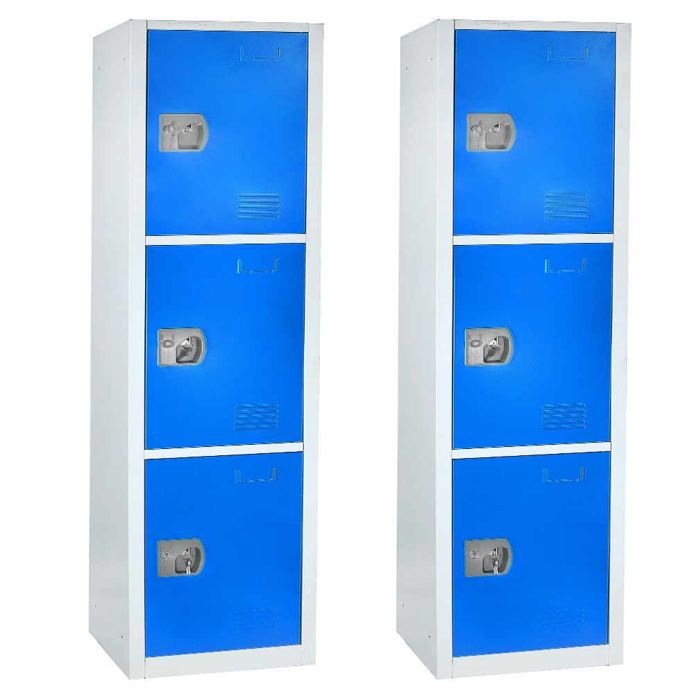 Alpine Large 3-Tier Steel Lockers, 72inH x 12inW x 12inD, Blue, Pack Of 2 Lockers MPN:ADI629-203-BLU-2PK