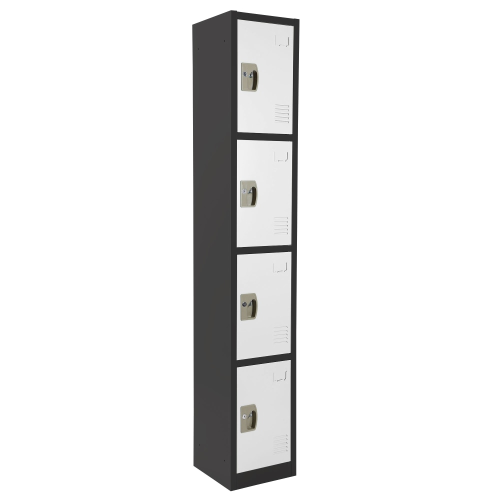 Alpine AdirOffice 4-Tier Steel Lockers, 72inH x 12inW x 12inD, Black/White, Pack Of 2 Lockers MPN:ADI629-204-B-W-PKG-2