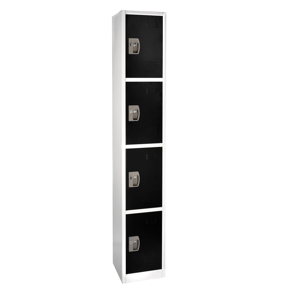 Alpine AdirOffice 4-Tier Steel Lockers, 72inH x 12inW x 12inD, Black, Pack Of 4 Lockers MPN:ADI629-204-BLK-4PK