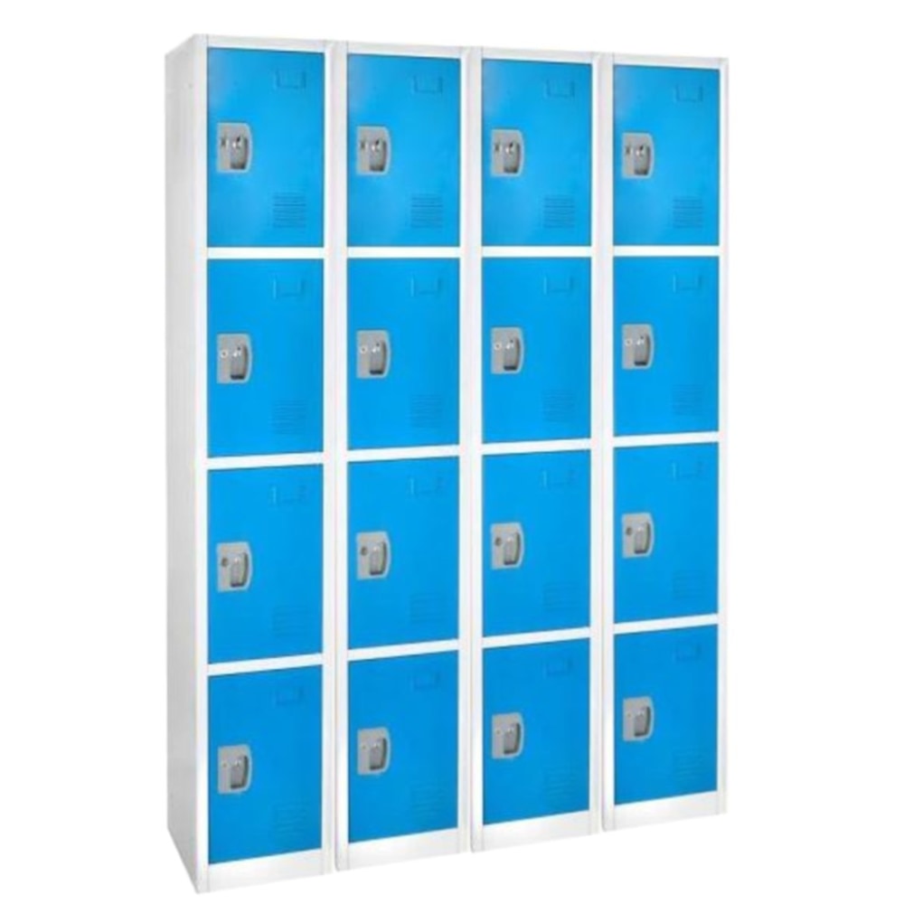 Alpine AdirOffice 4-Tier Steel Lockers, 72inH x 12inW x 12inD, Blue, Pack Of 4 Lockers MPN:ADI629-204-BLU-4PK