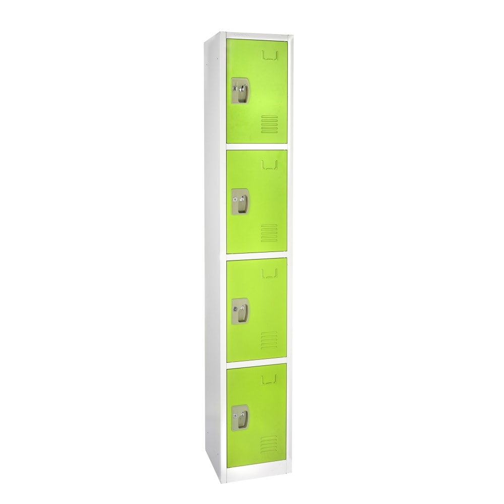 Alpine AdirOffice 4-Tier Steel Locker, 72inH x 12inW x 12inD, Green MPN:ADI629-204-GRN