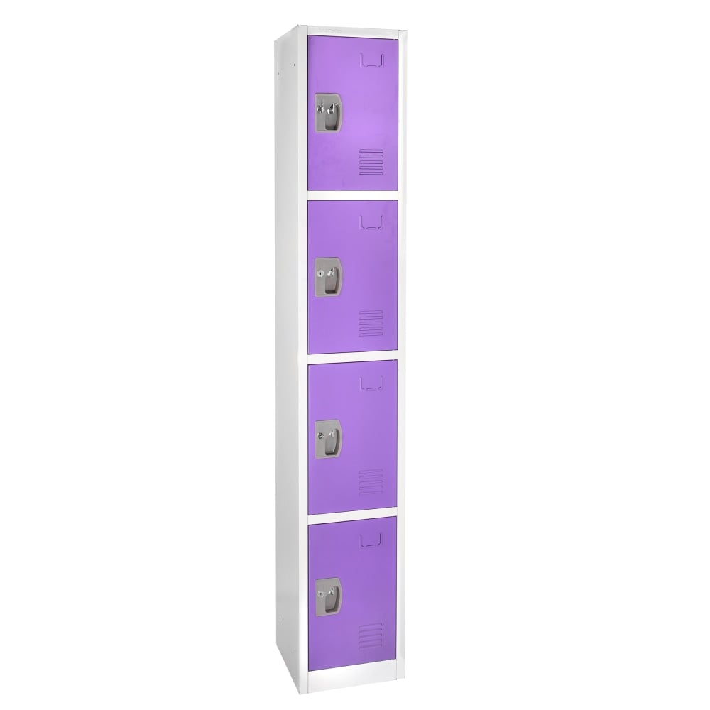 Alpine AdirOffice 4-Tier Steel Locker, 72inH x 12inW x 12inD, Purple MPN:ADI629-204-PUR
