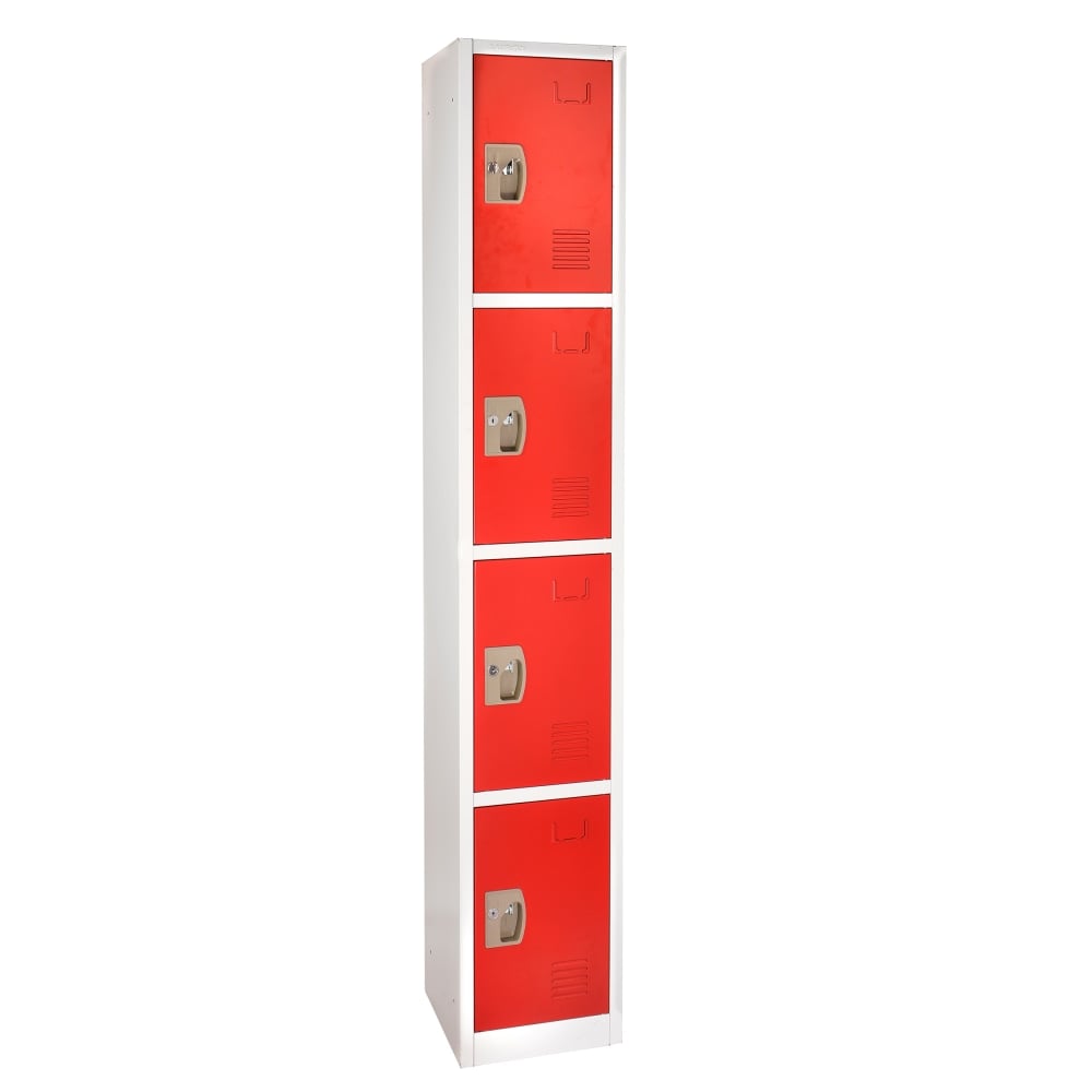 Alpine AdirOffice 4-Tier Steel Locker, 72inH x 12inW x 12inD, Red MPN:ADI629-204-RED