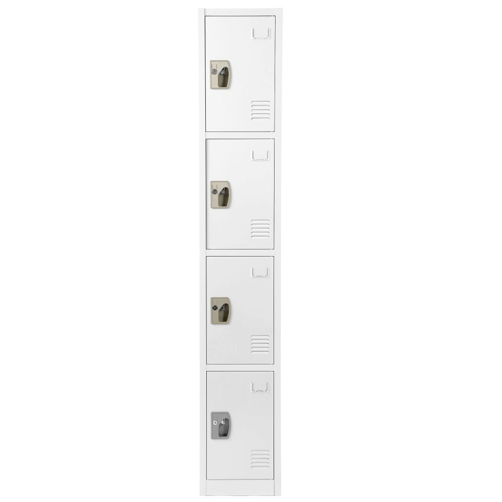 Alpine AdirOffice 4-Tier Steel Locker, 72inH x 12inW x 12inD, White MPN:ADI629-204-WHI