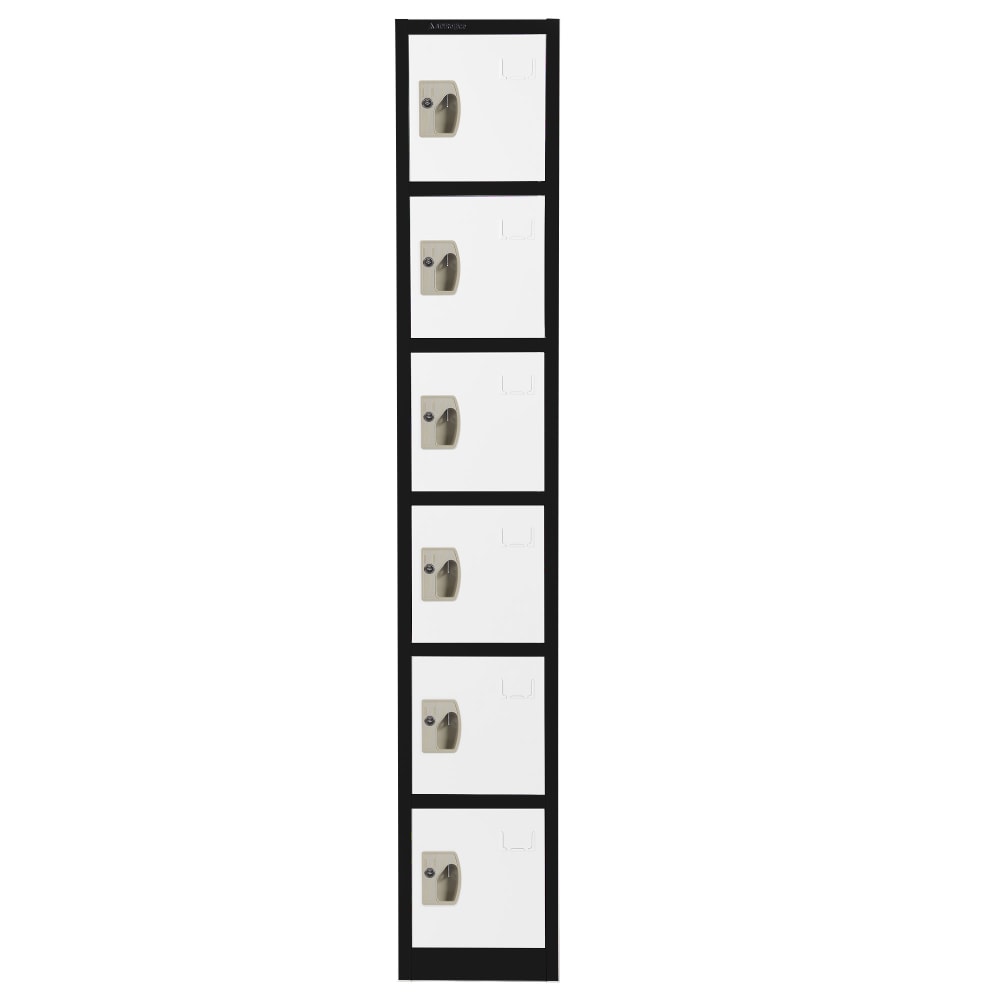 Alpine 6-Tier Steel Locker, 72inH x 12inW x 12inD, Black/White MPN:ADI629-206-B-W