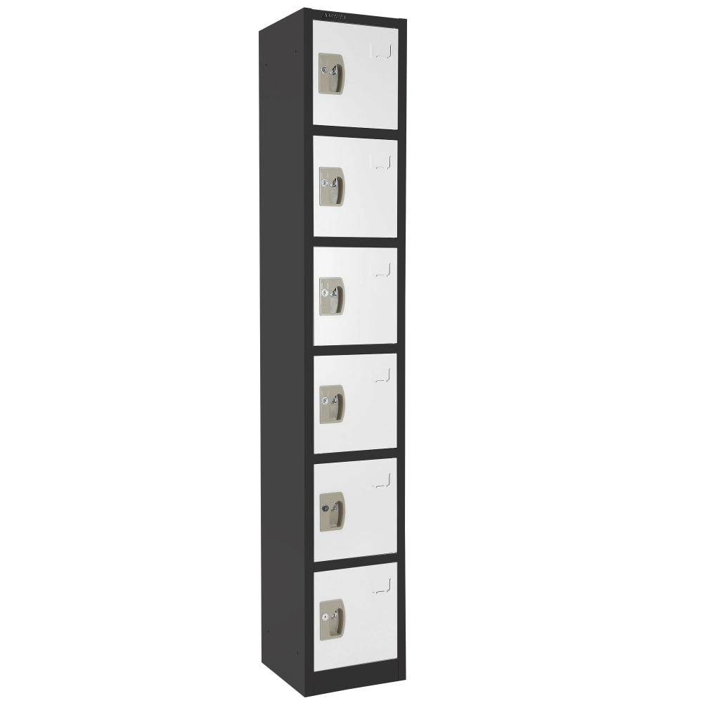 Alpine 6-Tier Steel Lockers, 72inH x 12inW x 12inD, Black/White, Pack Of 4 Lockers MPN:ADI629-206-B-W-PKG-4