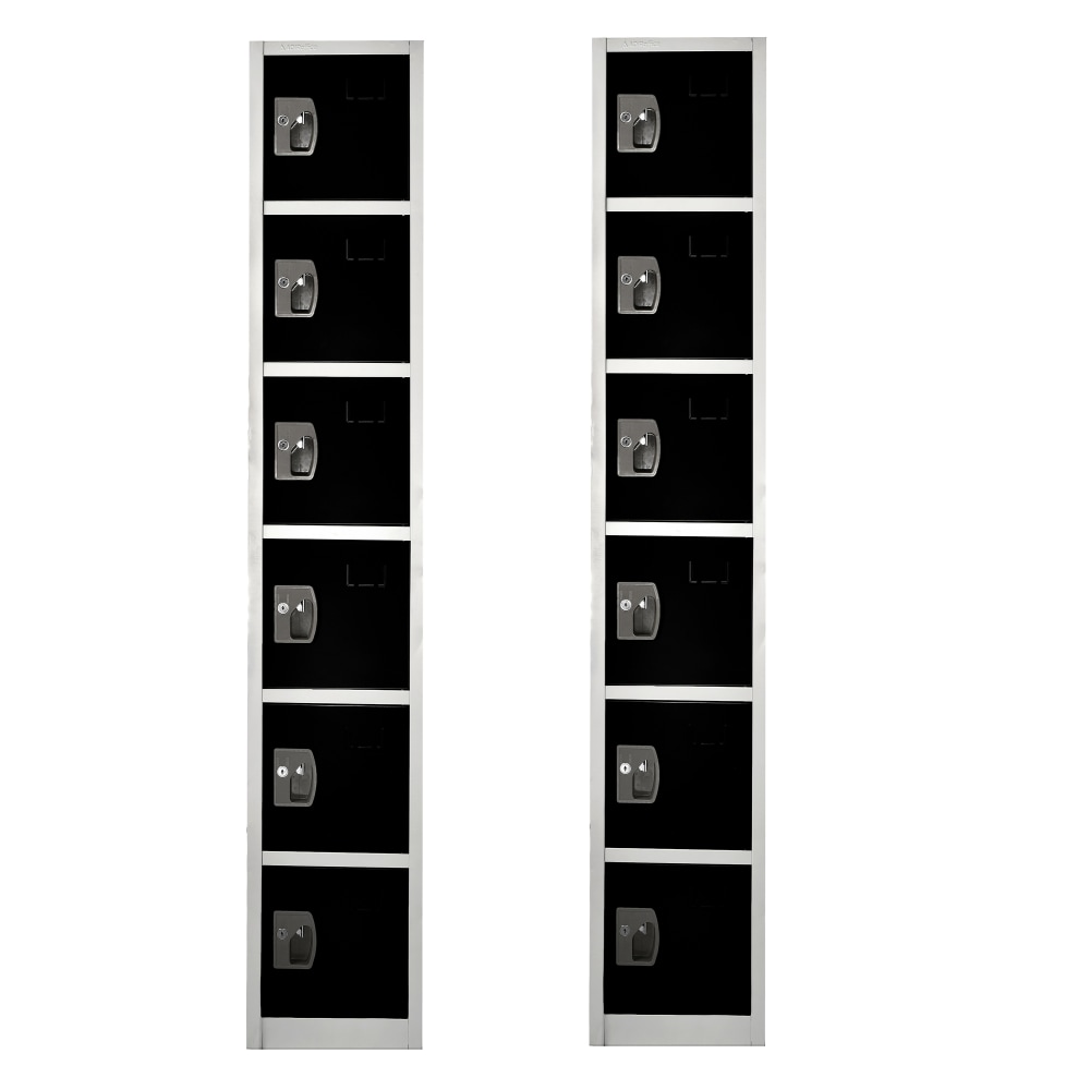 Alpine 6-Tier Steel Lockers, 72inH x 12inW x 12inD, Black, Pack Of 2 Lockers MPN:ADI629-206-BLK-2PK