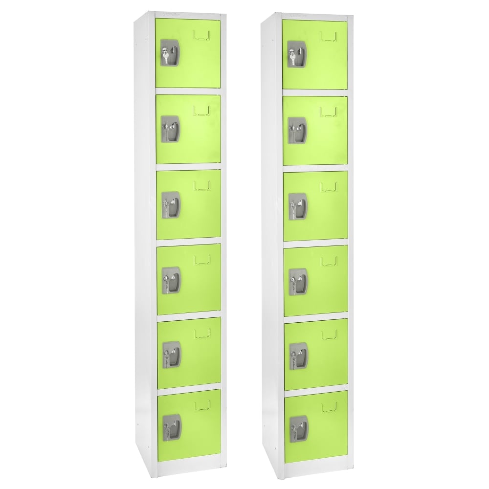 Alpine 6-Tier Steel Lockers, 72inH x 12inW x 12inD, Green, Pack Of 2 Lockers MPN:ADI629-206-GRN-2PK