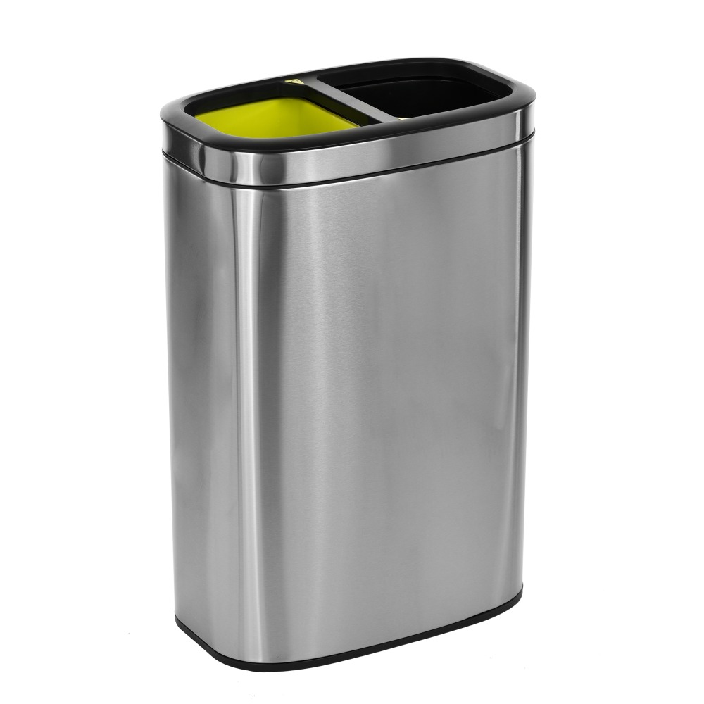 Alpine Stainless Steel Trash Can, 10.5 Gallon, Dual Compartment, Stainless Steel MPN:470-R-40L