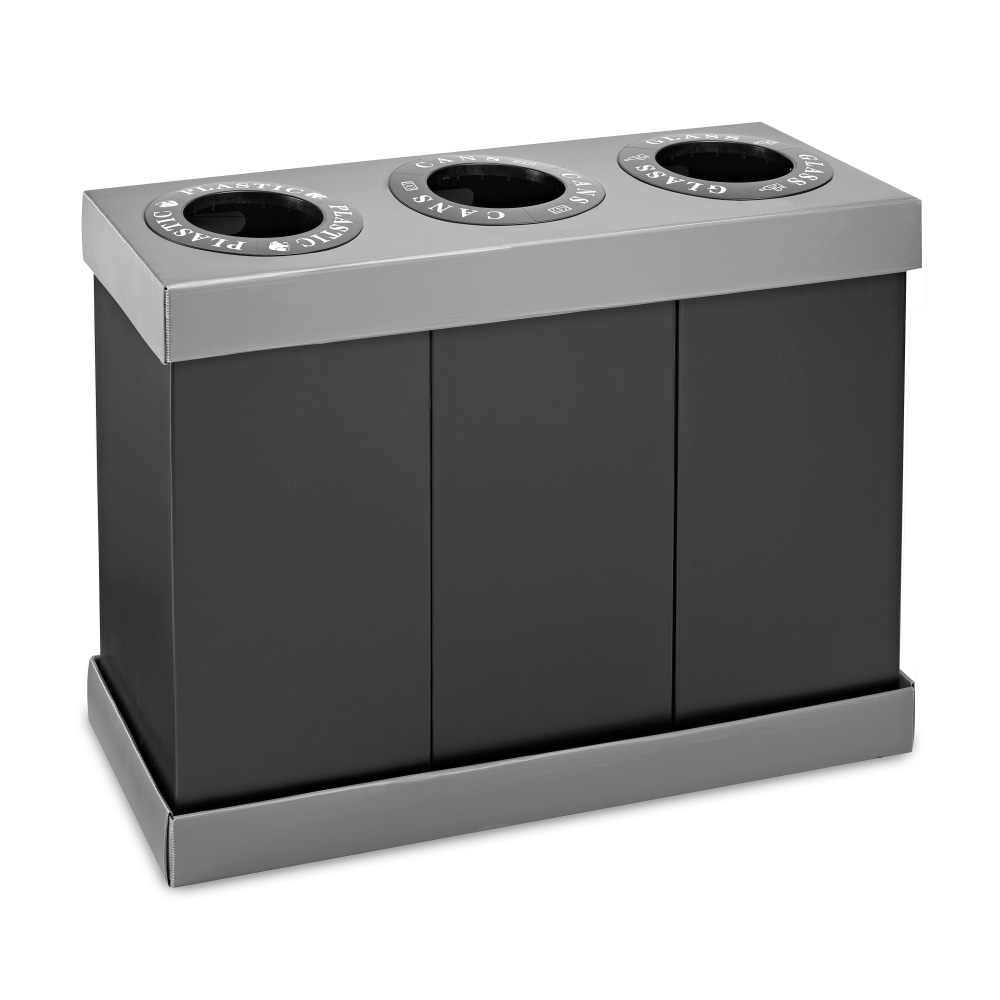 Alpine 3-Compartment Indoor Trash Bin, 28 Gallon, Black MPN:471-03-BLK