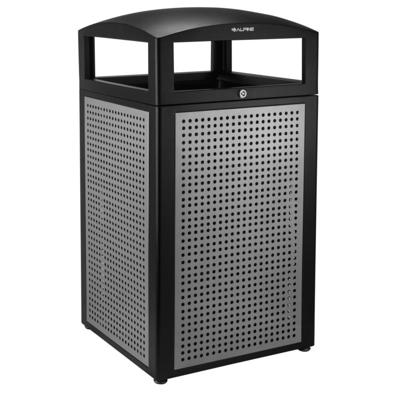 Alpine All-Weather 40-Gallon Outdoor Commercial Trash Can, With Lid, Silver MPN:471-40-SIL