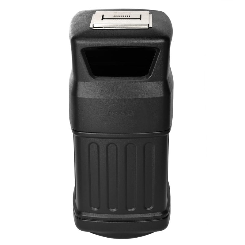 Alpine 16-Gallon Outdoor Commercial Trash Can, Dome Ashtray Lid, Black MPN:474-16-AU
