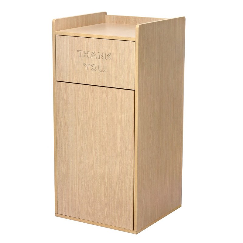 Alpine Wood Commercial Tray-Top Trash Receptacle Waste Enclosure, 40 Gallon, Medium Oak MPN:476-MEO
