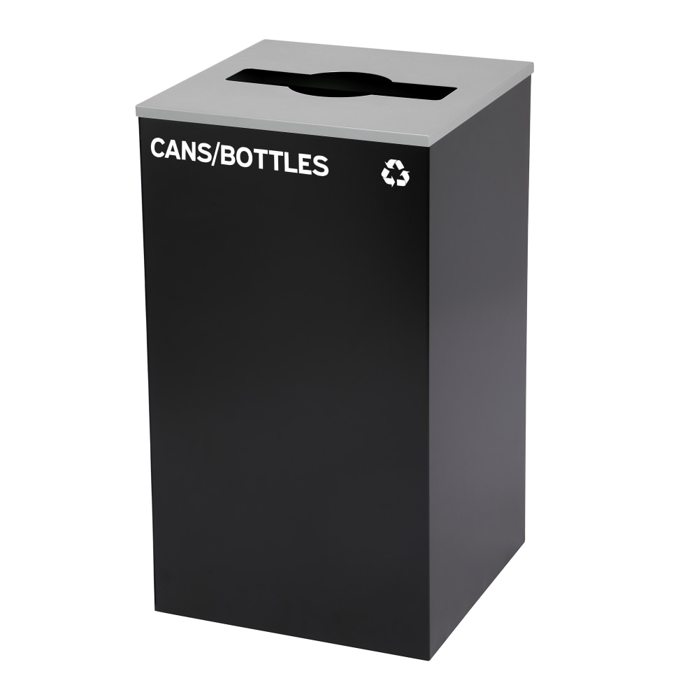 Alpine Industries Stainless Steel Open Top Cans/Bottles Trash Can With Mixed Lid, 29 Gal, 30inH x 16-15/16inW x 16-15/16inD, Black MPN:ALP4450KITBLK-M-CB