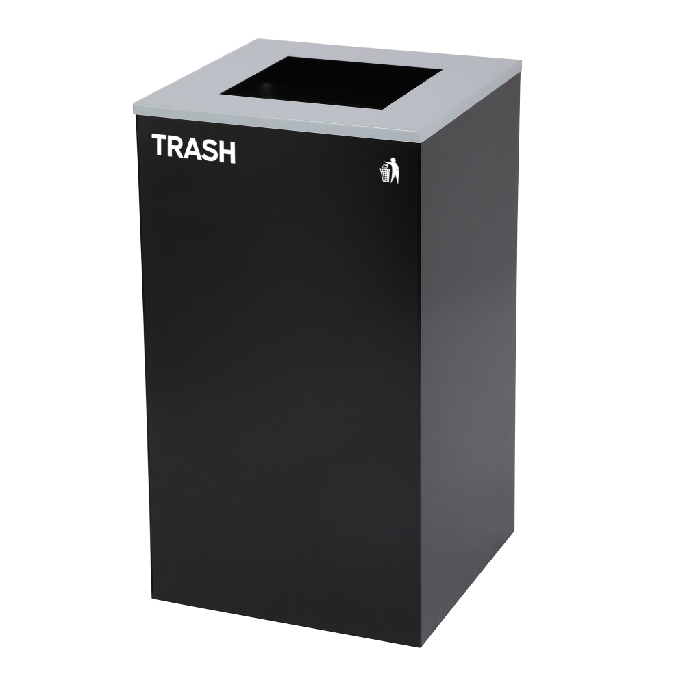 Alpine Industries Stainless Steel Open Top Trash Can With Square Lid, 29 Gal, 30inH x 16-15/16inW x 16-15/16inD, Black MPN:ALP4450KITBLK-S-TR
