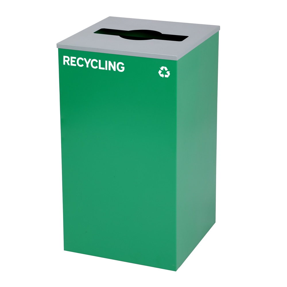 Alpine Industries Stainless-Steel Mixed Trash Bin With Mixed Opening Lid, 29 Gallons, 30inH x 16-15/16inW x 16-15/16inD, Green MPN:ALP4450KITGRNM-MIX