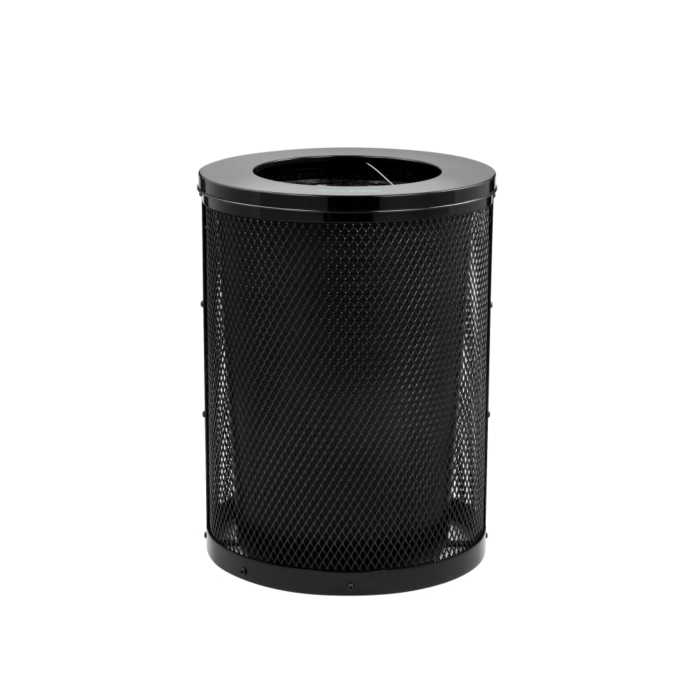 Alpine Black Round Diamond Steel 36 Gallon Trash Can with Flat Lid with Liner MPN:ALP4460-01-A