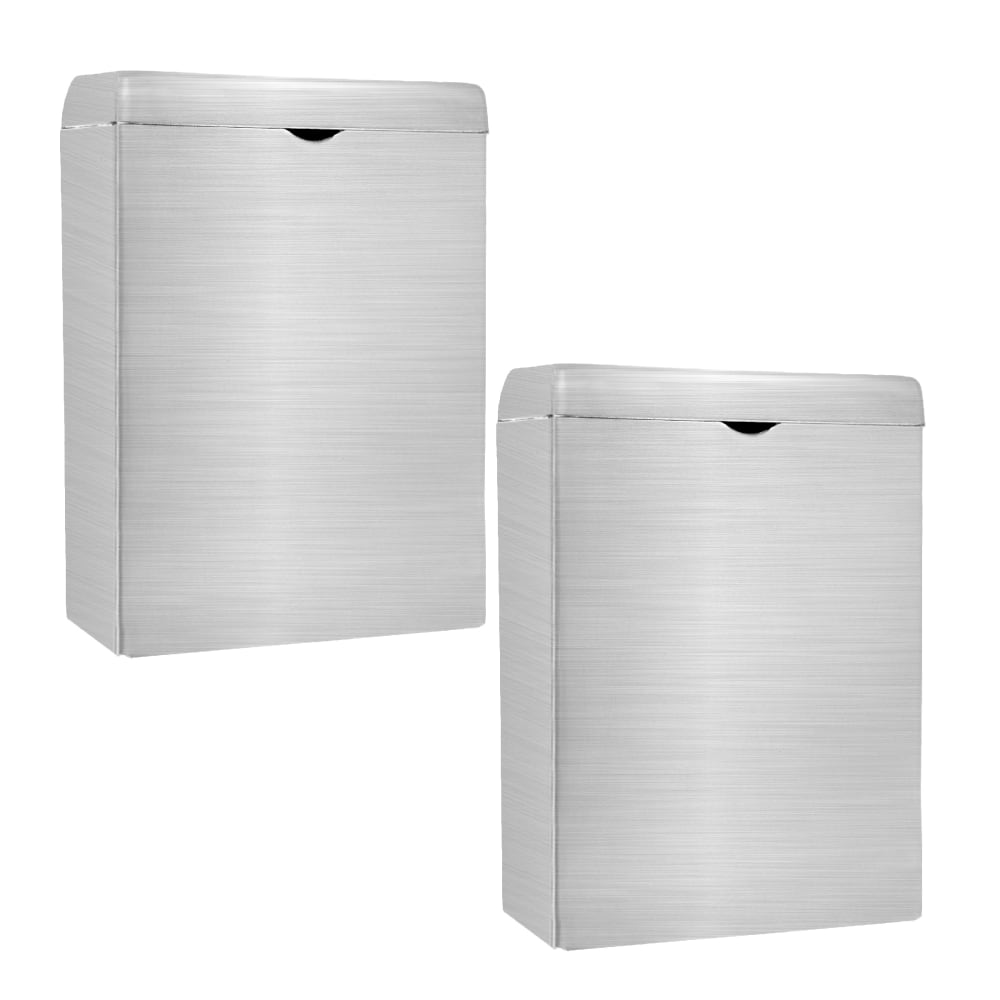 Alpine Sanitary Napkin Receptacles, 10in x 7-9/16in x 5in, Silver, Pack Of 2 Receptacles MPN:ALP451-SSB-2PK
