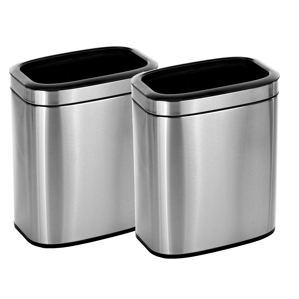 Alpine Industries Stainless Steel Rectangular Liner Open Top Trash Cans, 5.3 Gallons, Silver, Pack Of 2 Cans MPN:ALP470-20L-2PK