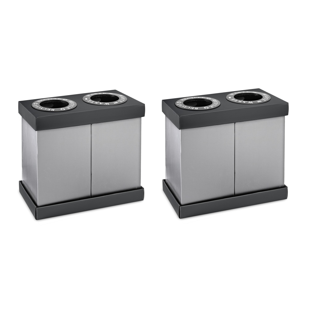 Alpine Industries Plastic 2-Compartment Indoor Trash And Recycling Bins, 28 Gallons, Black, Pack Of 2 Bins MPN:ALP471-02-BLK-2PK