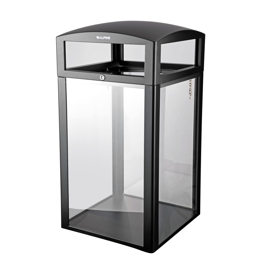 Alpine Industries Steel All-Weather Outdoor Commercial Trash Can With Lid, 40 Gallons, Clear MPN:ALP471-40-CLR