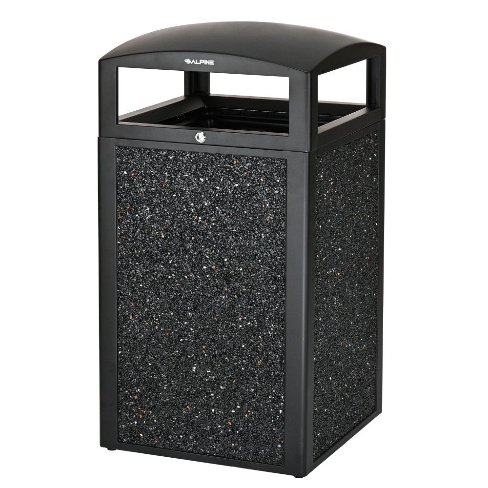 Alpine Industries Steel All-Weather Stone Panel Outdoor Commercial Trash Can With Lid, 40 Gallons, Gray MPN:ALP471-40-GRYS