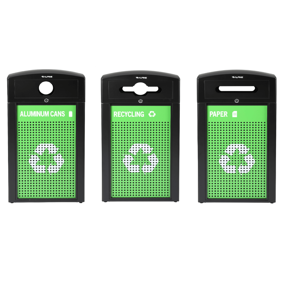 Alpine Industries Steel, Indoor/Outdoor Trash Can, 40 Gallons, Green, 3/Pack (471-40-GSCMS-MK) MPN:ALP471-40-GSCMS-MK