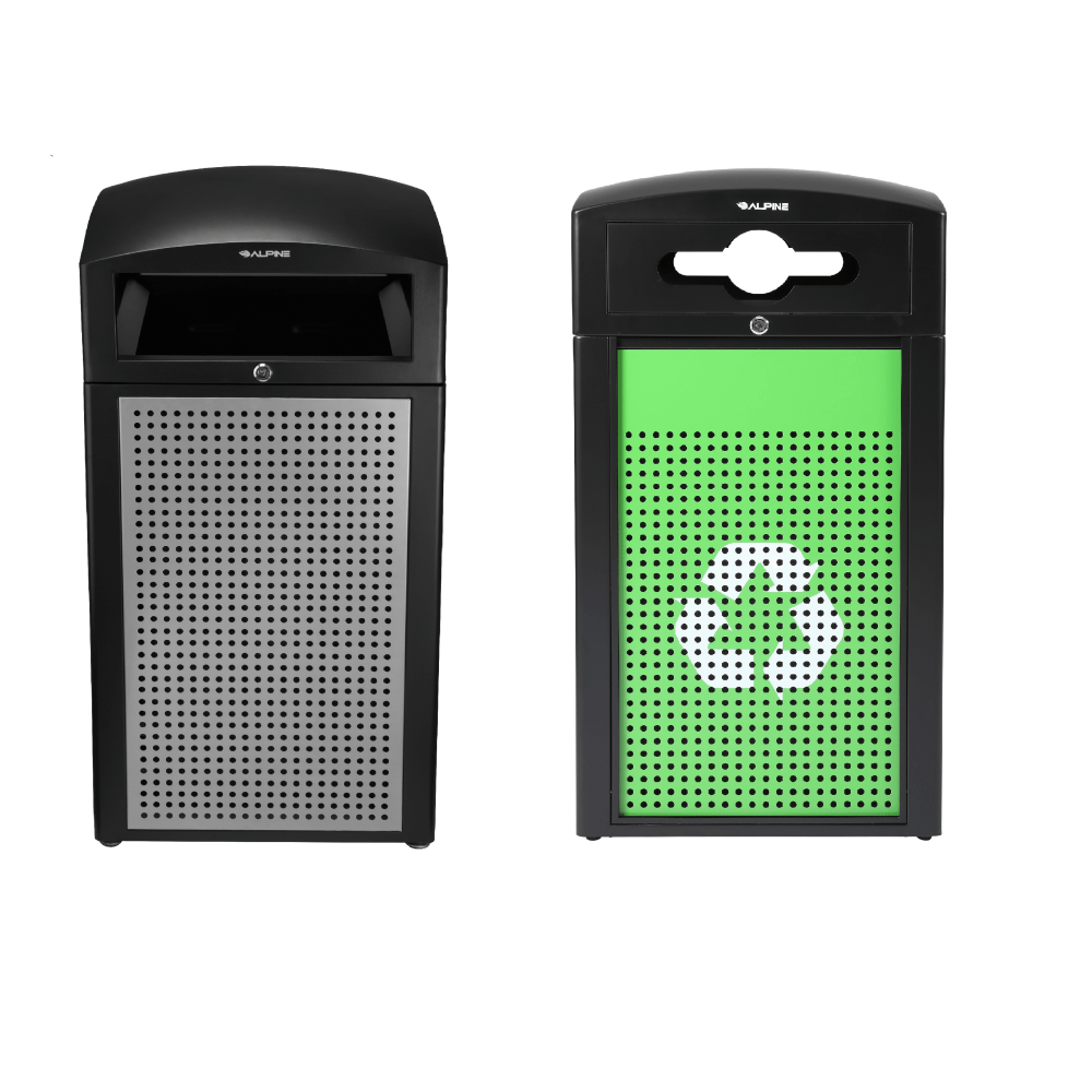 Alpine Industries Steel, Indoor/Outdoor Trash Can, 40 Gallons, Green, 2/Pack (471-40-SILGC-MK) MPN:ALP471-40-SILGC-MK