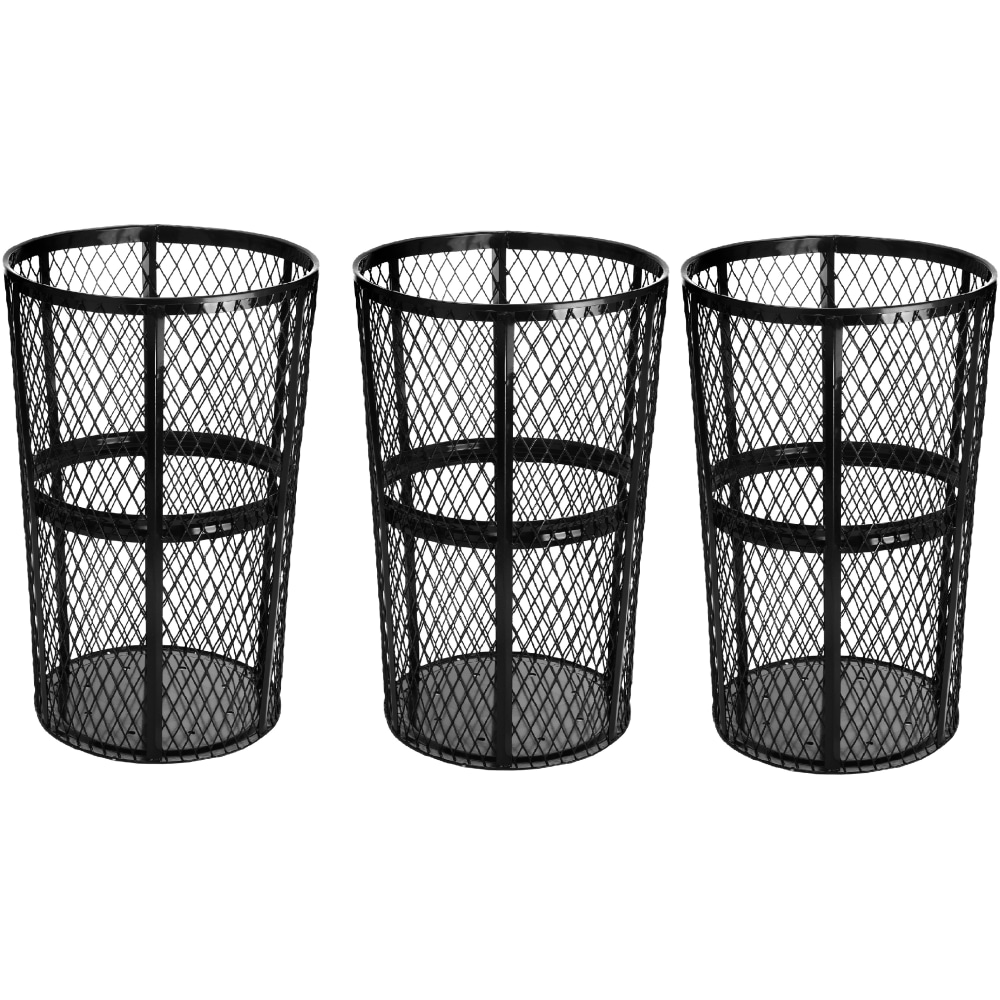 Alpine Industries Metal Mesh Outdoor Trash Receptacles, 48 Gallons, Black, Pack Of 3 Receptacles MPN:ALP473-48-BLK-3PK