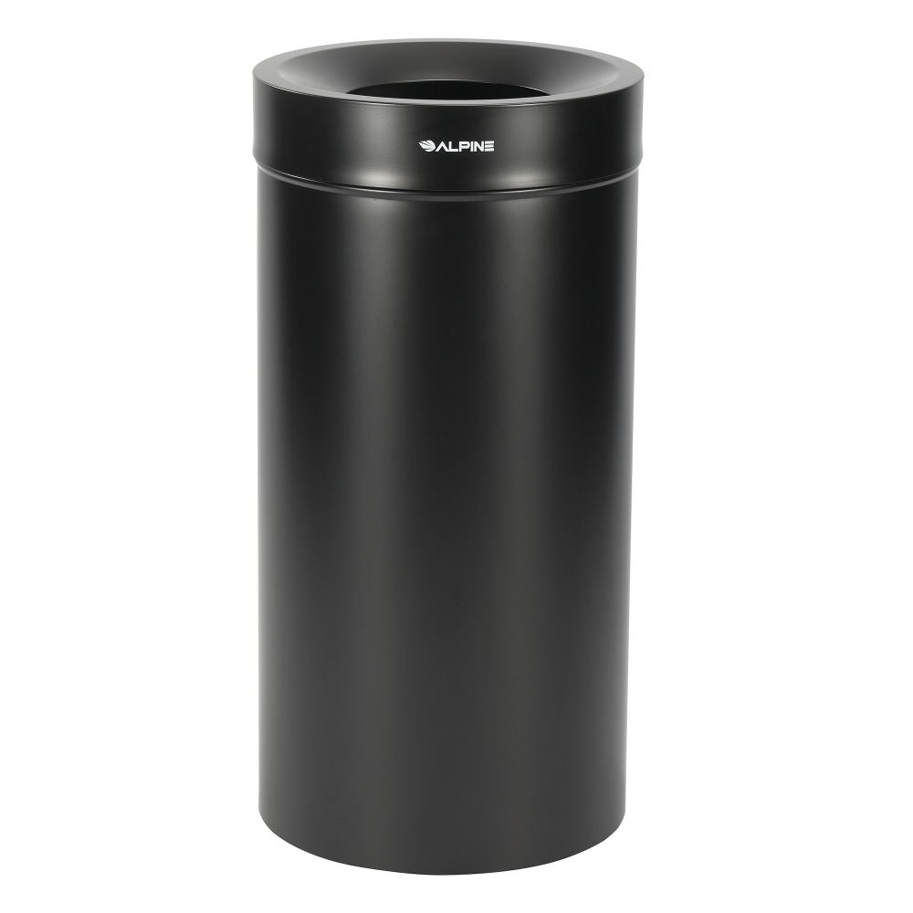 Alpine Industries Stainless-Steel Commercial Indoor Trash Can, 27 Gallons, 32inH x 16inW x 16inD, Black MPN:ALP475-27-BLK