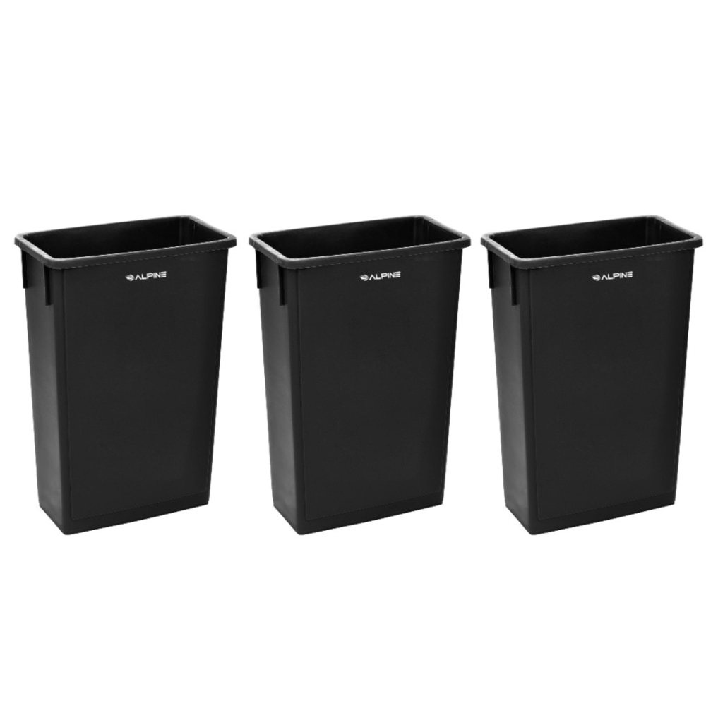 Alpine Industries Waste Basket Commercial Trash Cans, 23 Gallons, Black, Pack Of 3 Cans MPN:ALP477-BLK-3PK