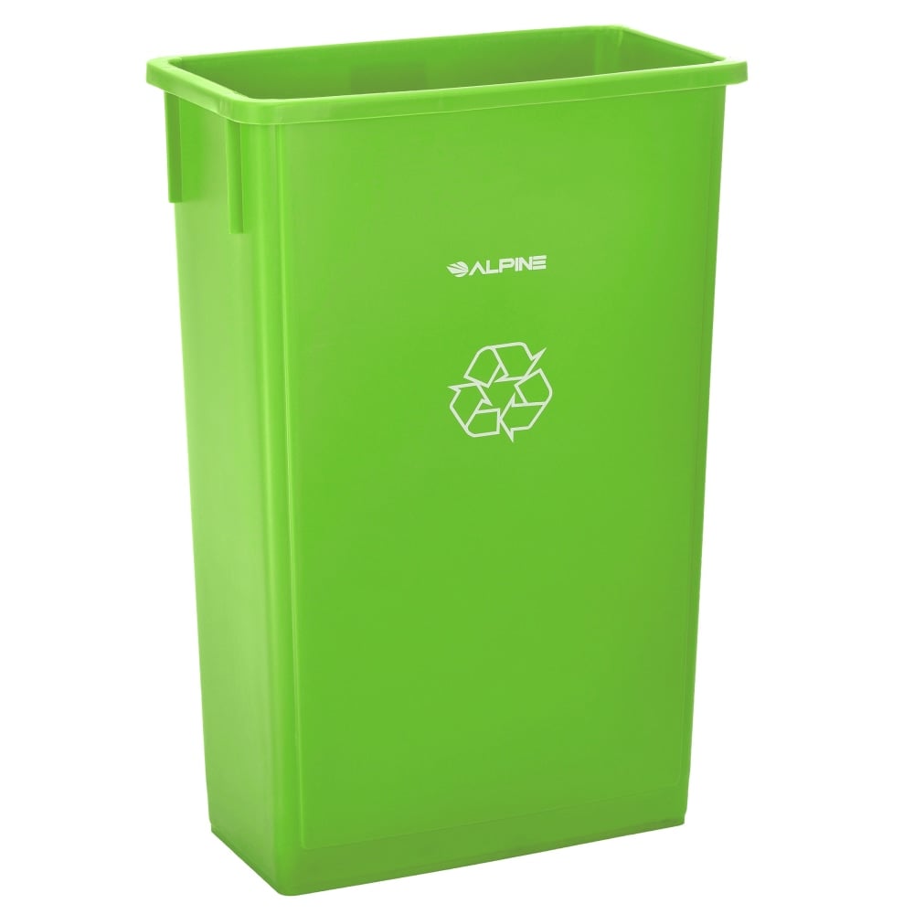 Alpine Rectangular Polypropylene Slim Trash Can, 23 Gallons, Green MPN:ALP477-LGRN