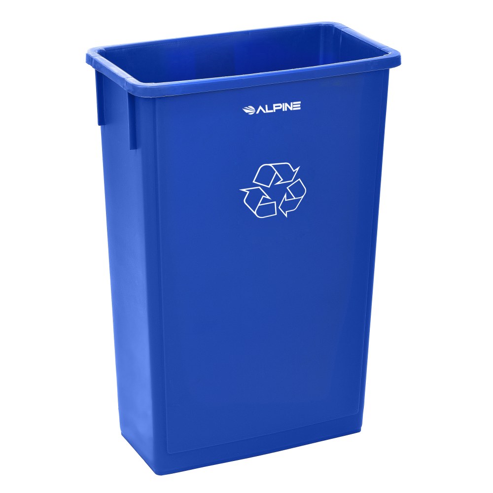 Alpine Industries Trash Can Recycle Bin And Paper Slotted Recycling Lid, 23 Gallons, Blue MPN:ALP477-R-BLU-PKG3