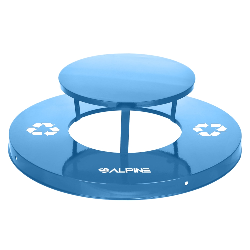 Alpine Industries Rain Bonnet Lid For Outdoor Metal Recycling Receptacle, 7-5/8inH x 24-1/4inW x 24-1/4inD, Blue MPN:ALP479-38-A-BLU