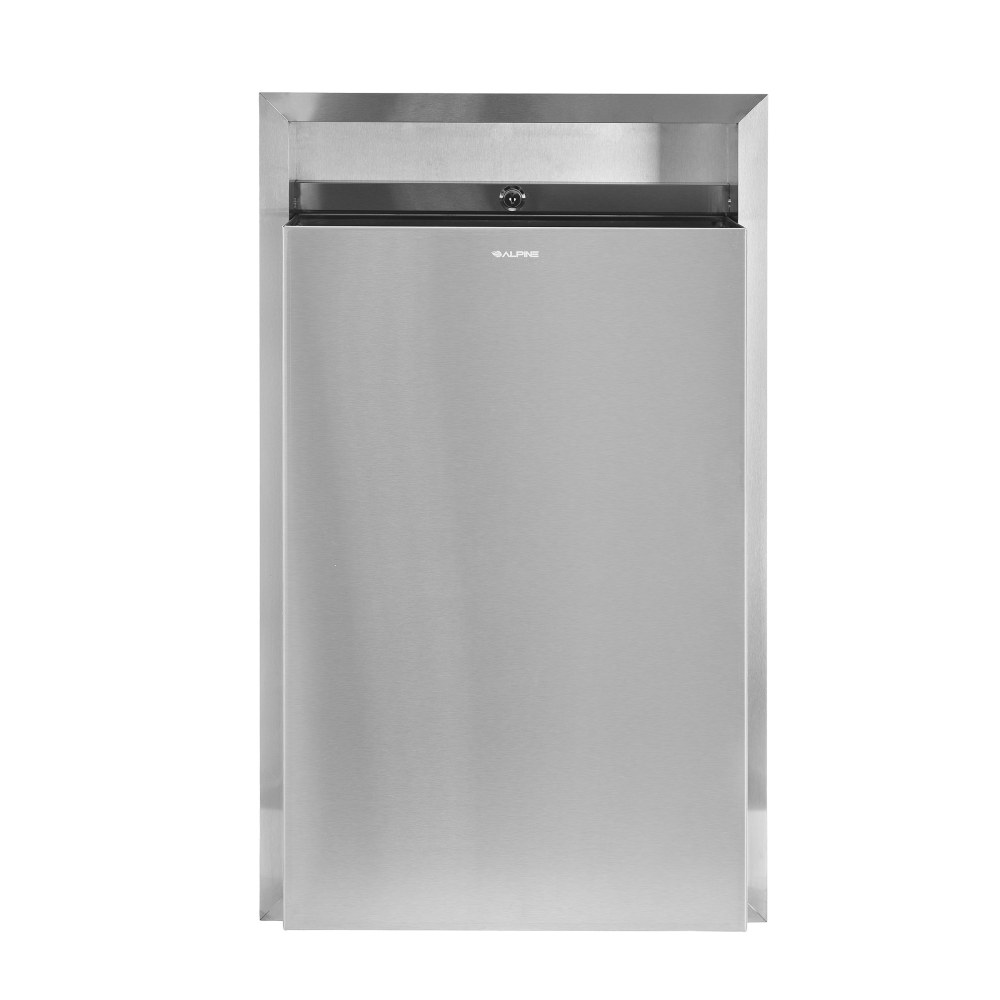 Alpine Recessed Waste Receptacle, 12 Gallons, Silver MPN:ALP493
